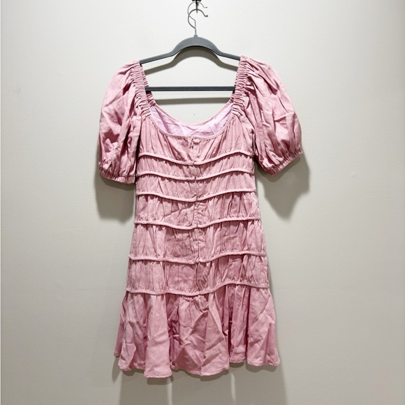 LUCCA Women’s NEW Rae Puff Sleeve Tiered Mini Dress Mauve Pink Size XS - Picture 5 of 7